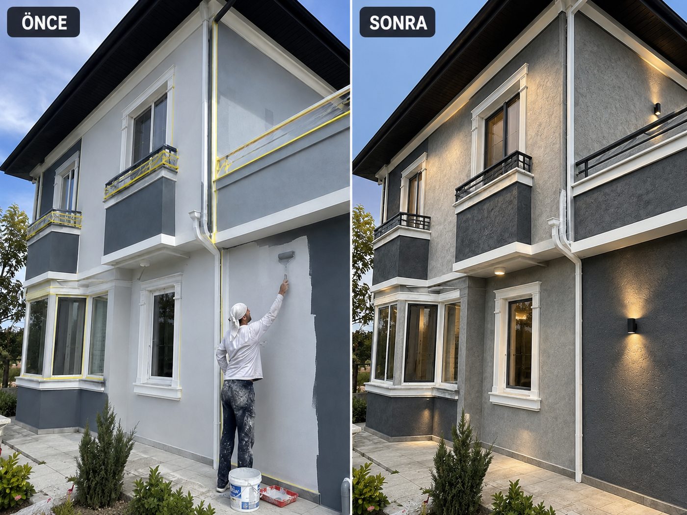 2. İnönü dış cephe boya öncesi ve sonrası
